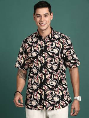 men's floral black slim fit shirt 2