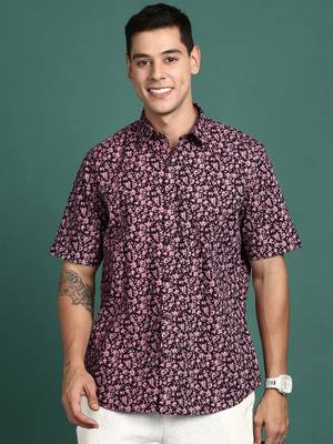 men's floral pink slim fit shirt 2