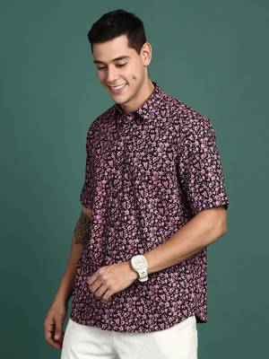 men's floral pink slim fit shirt 3