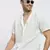 men's white cuban collar relaxed fit solid shirt
