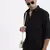 men's black solid slim fit shirt