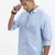 men's blue solid slim fit shirt