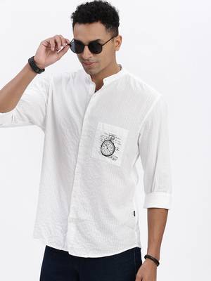 men's white solid slim fit shirt 1