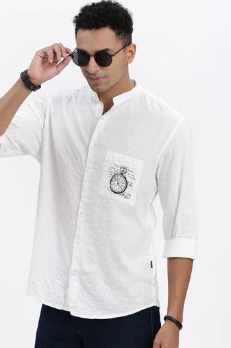 men's white solid slim fit shirt