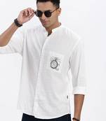 men's white solid slim fit shirt