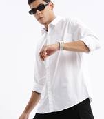men's long sleeves solid slim fit white shirt