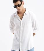 men's long sleeves solid slim fit white shirt