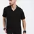men's black cuban collar relaxed fit solid shirt