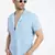 men's blue cuban collar relaxed fit solid shirt