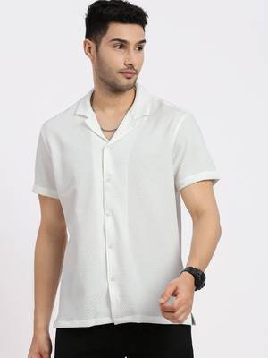 men's off white cuban collar relaxed fit solid shirt 2