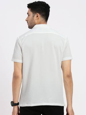 men's off white cuban collar relaxed fit solid shirt 4