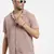 men's brown cuban collar relaxed fit solid shirt
