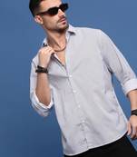 men's white micro ditsy slim fit shirt