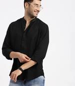 men's black solid slim fit shirt