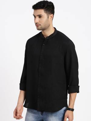 men's black solid slim fit shirt 3