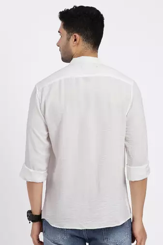 men's white solid slim fit shirt