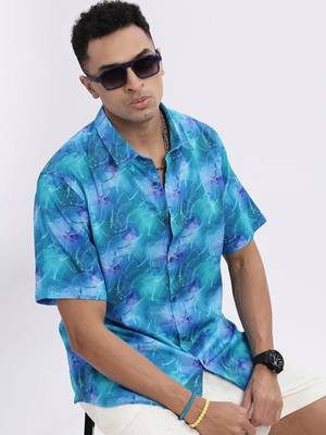men's blue abstract slim fit shirt 1