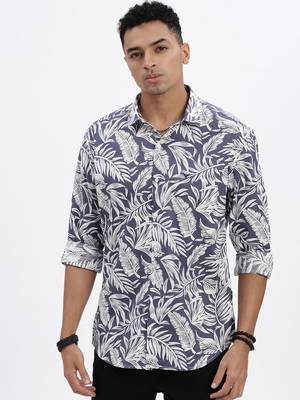 men's blue graphic slim fit shirt 2