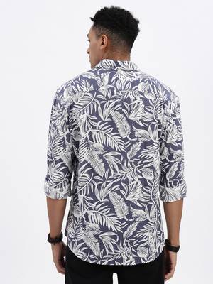 men's blue graphic slim fit shirt 4