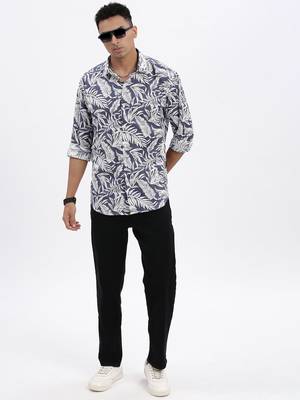 men's blue graphic slim fit shirt 5
