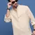men's beige solid slim fit shirt