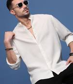 men's white solid slim fit shirt