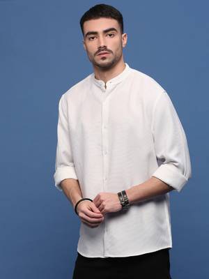 men's white solid slim fit shirt 3