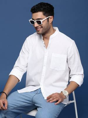 men's solid slim fit white shirt 1