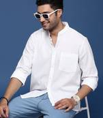 men's solid slim fit white shirt
