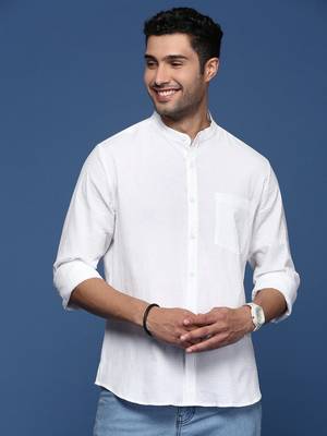 men's solid slim fit white shirt 2
