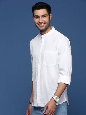 men's solid slim fit white shirt 3