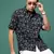 men's black geometric slim fit shirt