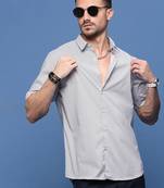 men's white micro ditsy slim fit shirt