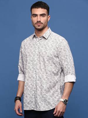 men's white ethnic motifs slim fit shirt 3