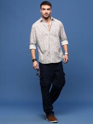 men's white ethnic motifs slim fit shirt 5