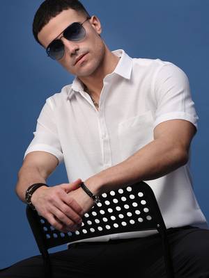 men's white solid slim fit shirt 1