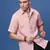 men's peach solid slim fit shirt