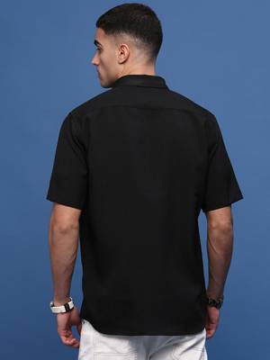 men's black solid slim fit shirt 4