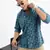 men's long sleeves floral slim fit teal shirt