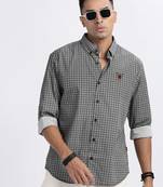 men's black checked slim fit shirt