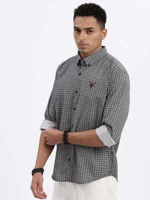 men's black checked slim fit shirt 3