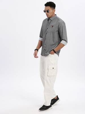 men's black checked slim fit shirt 5