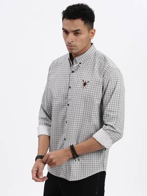 men's white checked slim fit shirt 3