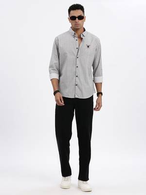 men's white checked slim fit shirt 5