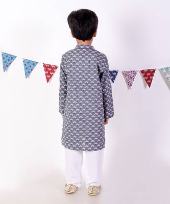 Grey jaipur boys kurta and pyjama ethnic set 2
