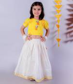 White lehanga and yellow choli with dupatta ethnic set