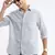 men's long sleeves gingham checks slim fit grey shirt