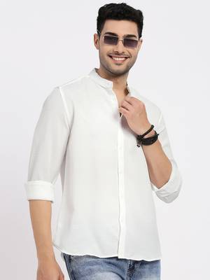 men's white solid slim fit shirt 1