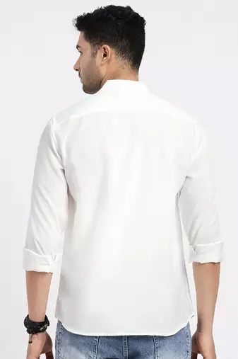 men's white solid slim fit shirt
