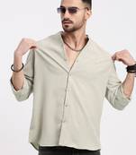 men's beige solid slim fit shirt